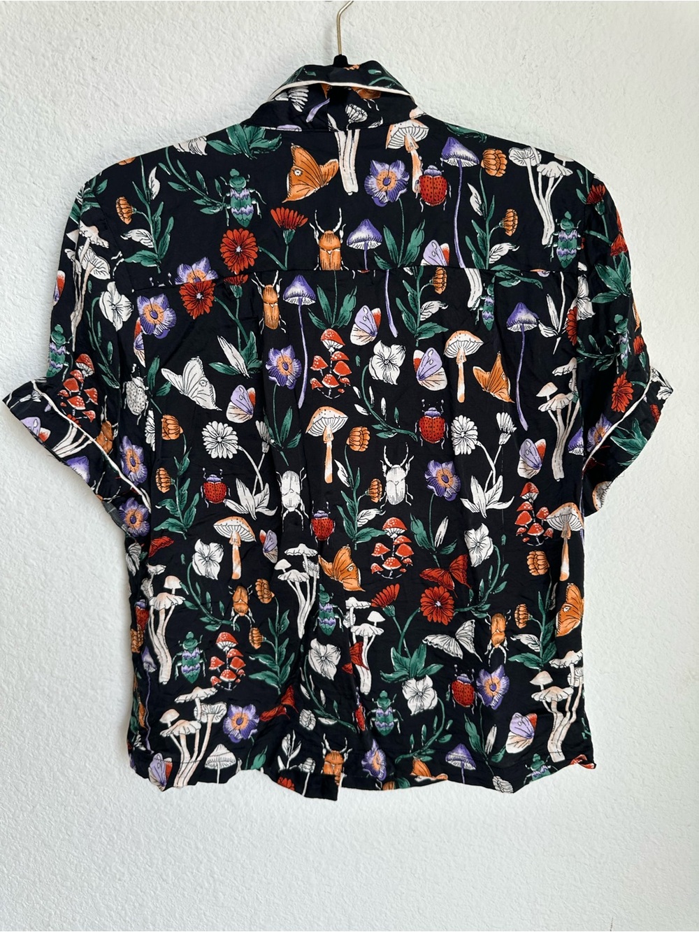 Anthropologie Silky Patterned Pajama Set Mushroom Print Top & Bottom - Picture 11 of 15